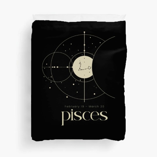 Minimalist Pisces Zodiac Astrology Moon Stars Duvet Covers