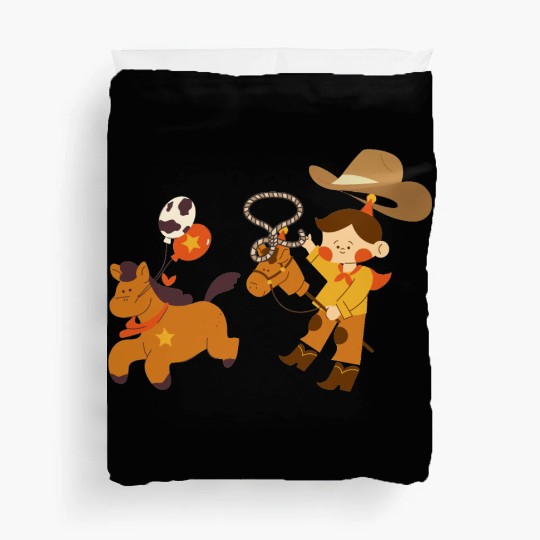 cowboy illustration Duvet Covers