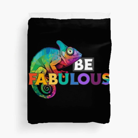 Be fabulous! with rainbow colored chameleon Duvet Covers