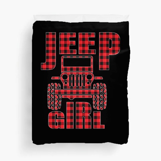 Jeep Girl Jeep Red Plaid Buffalo Jeeps Lover Duvet Covers