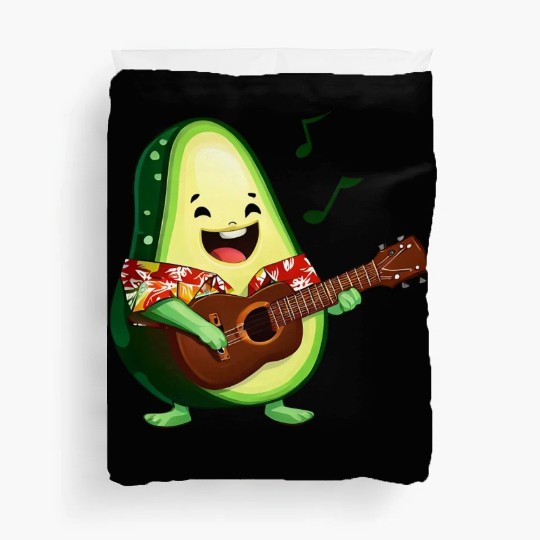 Tropical avocado with guitar Duvet Covers