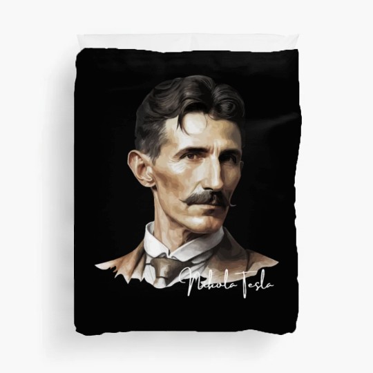 Artistic Illustration of Nikola Tesla Duvet Covers