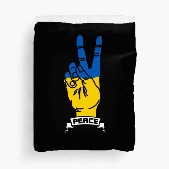 Peace for Ukraine text Duvet Covers
