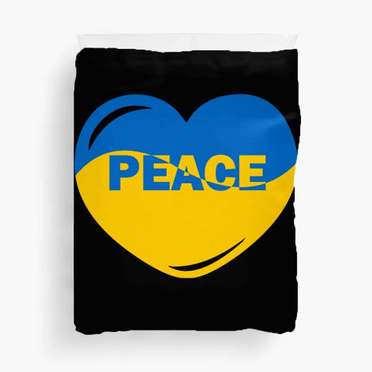 Heart peace ukraine flag colors Peace Duvet Covers