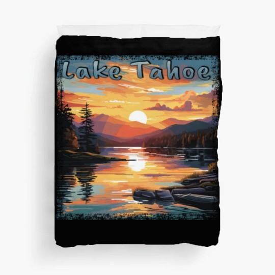 Grunge Sunset: Vacation at Lake Tahoe, Duvet Covers