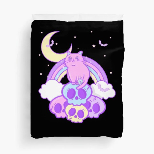 Pastel Goth Cat Skull Lover Cute Gothic Yami Duvet Covers