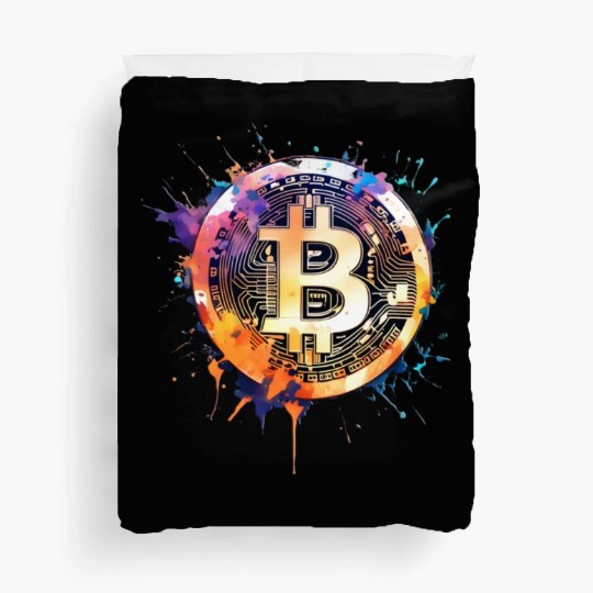 Bitcoin crypto colorful logo Duvet Covers