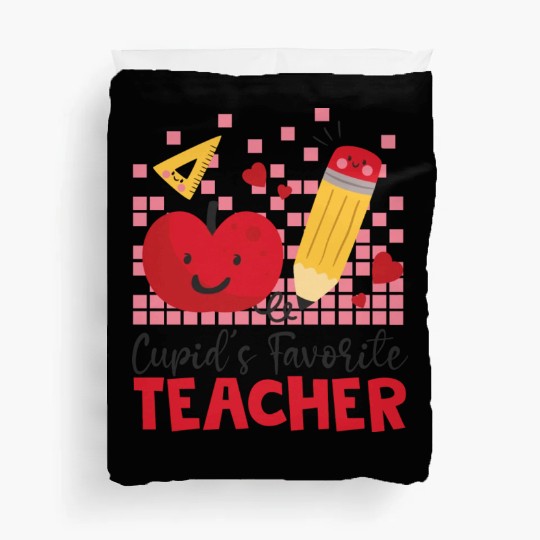 Retro Cupid s Favorite Teacher Teacher Valentines Duvet Covers