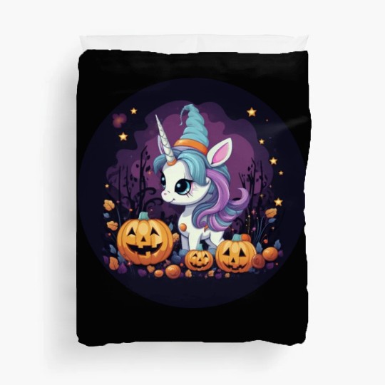 Halloween Unicorn: Midnight Sunset & Witch's Hat Duvet Covers