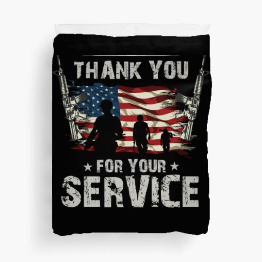 Thank You For Your Service US Flag Veterans Day Duvet Covers