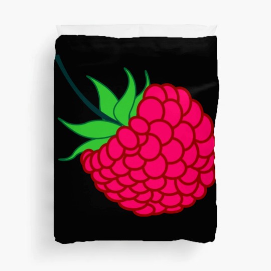 Raspberry red with green leaves Duvet Covers