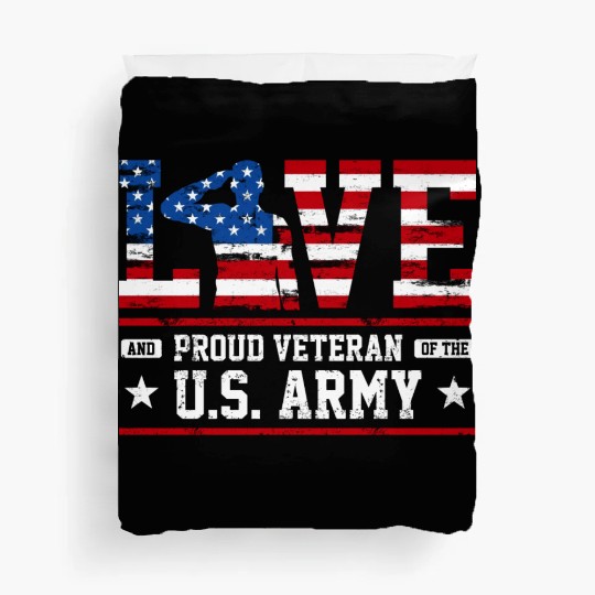 Love And Proud Us Army Veteran Duvet Covers