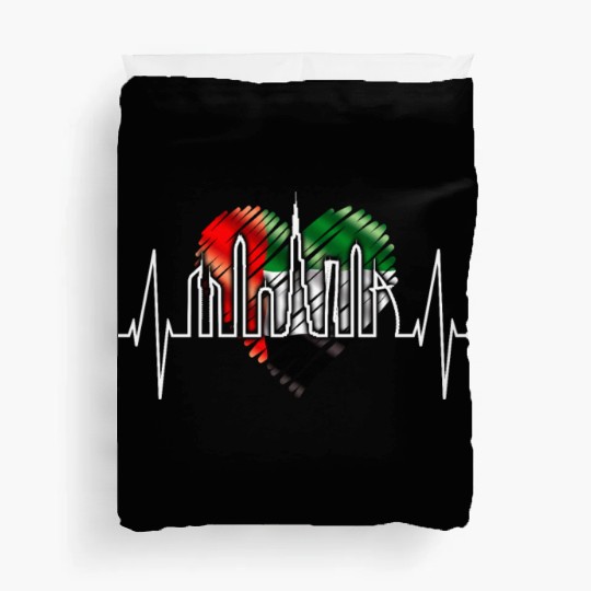 Dubai Skyline Heartbeat Burj Khalifa Love UAE Flag Duvet Covers