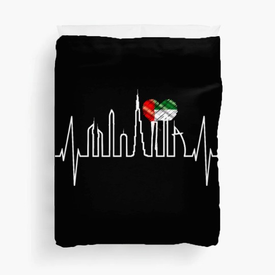 Dubai Skyline Heartbeat Burj Khalifa Love UAE Flag Duvet Covers