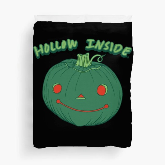 Hollow Inside - Punny Green Jack-o-Lantern Pumpkin Duvet Covers