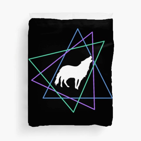 Geometric Howling Wolf Duvet Covers