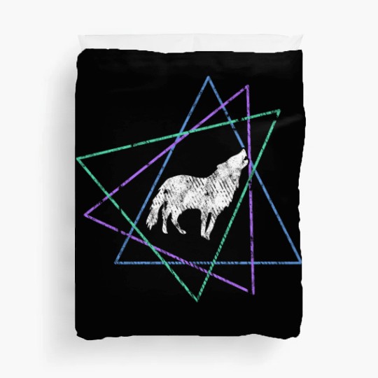 Geometric Howling Wolf Duvet Covers