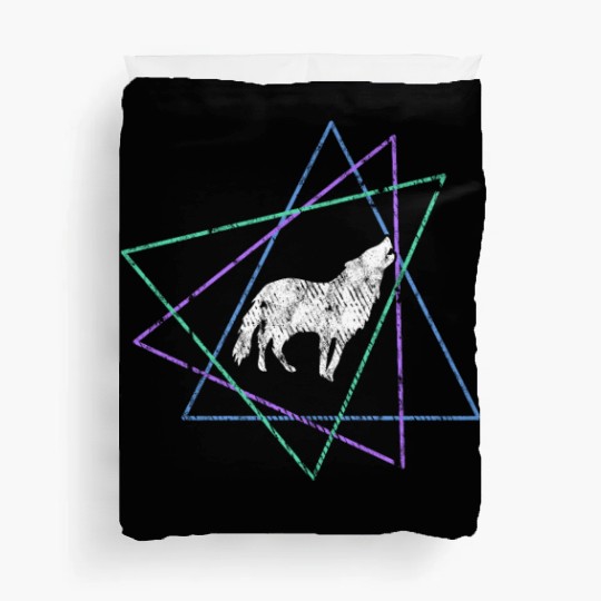 Geometric Howling Wolf Duvet Covers