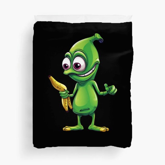 Green Alien meets Funny Banana Duvet Covers