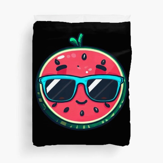 Kawaii Melon with Sunglasses: Summer Fruit Chill Duvet Covers