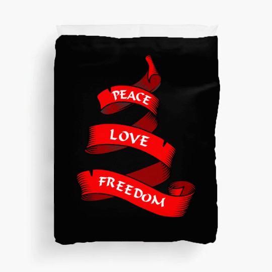 Peace love freedom red Duvet Covers