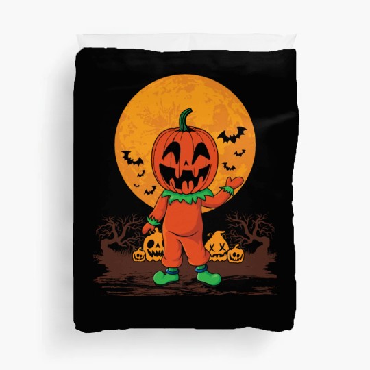 Pumpkin Person Creepy Halloween Pumpkin Duvet Covers