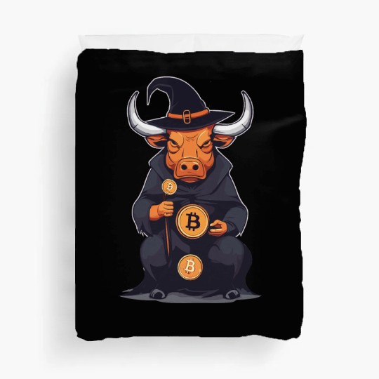 Halloween Bitcoin Wizard Bull Duvet Covers