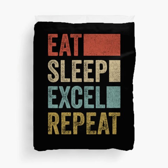 Vintage Retro Eat Sleep Excel Repeat Funny Excel Duvet Covers
