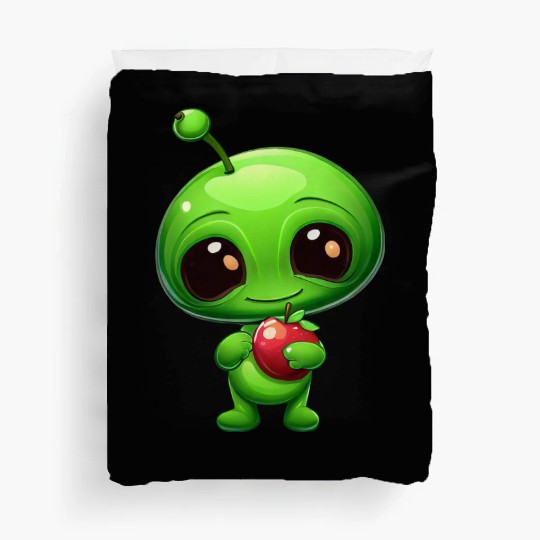 Green Alien Apple: Unexpected Fusion Duvet Covers