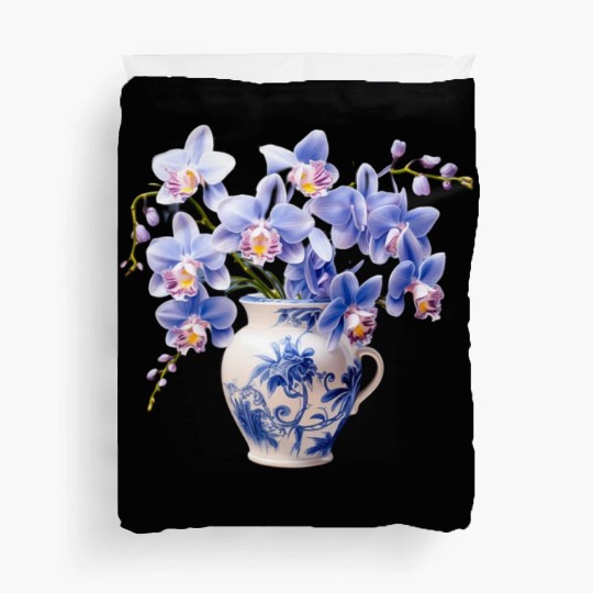 Blue Orchids in a Vase Graphic Duvet Covers