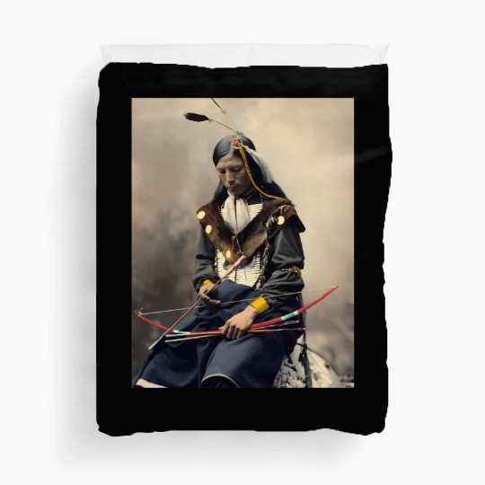 Native American Chief Bone Necklace With Bow Arrow Duvet Covers