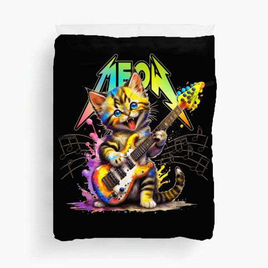 Metal Meow Kitty - Rainbow Duvet Covers