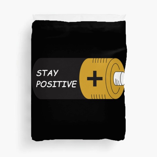 Stay Positive Battery Cell Motivation Sticker Duvet Covers