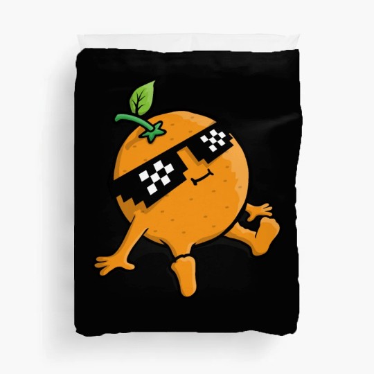 Cool Relaxing Orange Fruit Pixel Sunglasses Face Duvet Covers