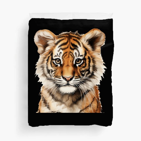 Watercolor Portrait of a Little Tiger Duvet Covers