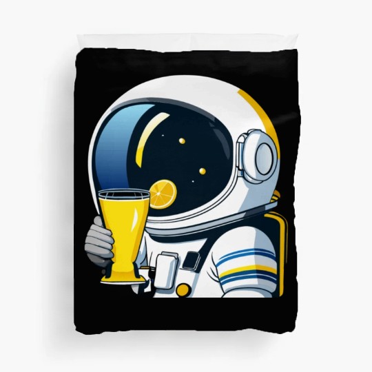 astronaut drinks lemon tea Duvet Covers