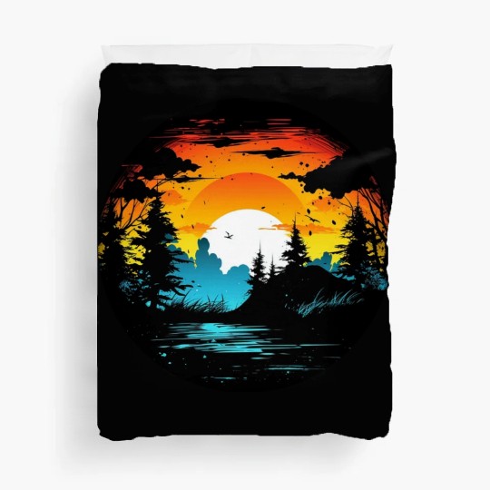 Riverside Twilight in the Forest Duvet Covers