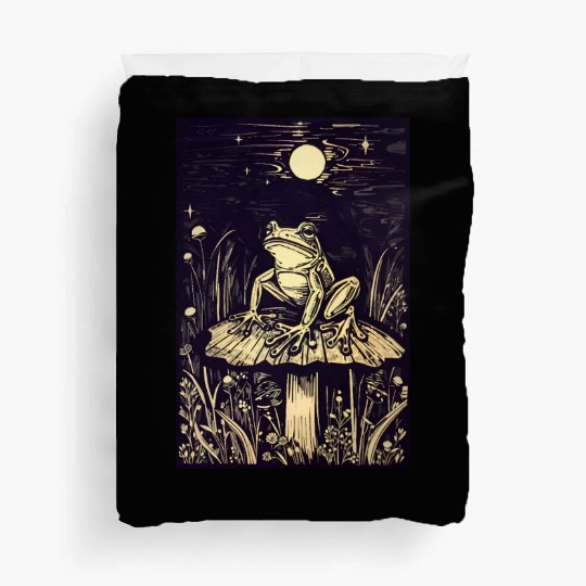 Starry night frog Duvet Covers