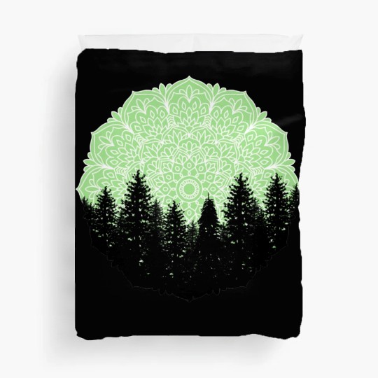 Green Forest Mandala Pacific Northwest Duvet Covers