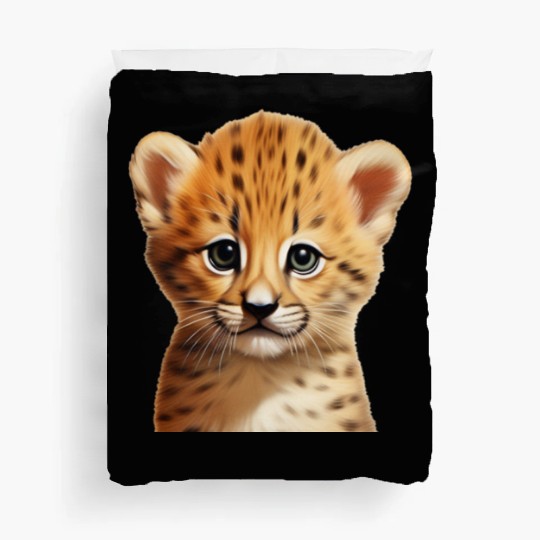 Baby cheetah portrait Duvet Covers