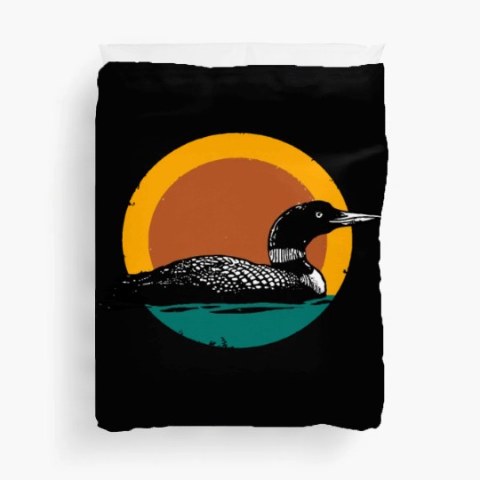 Loon Sunset Faded Look with Retro Colors Duvet Covers