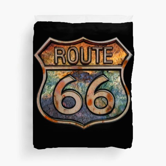 Route 66 vintage sign - Dingy metal sign 2 Duvet Covers