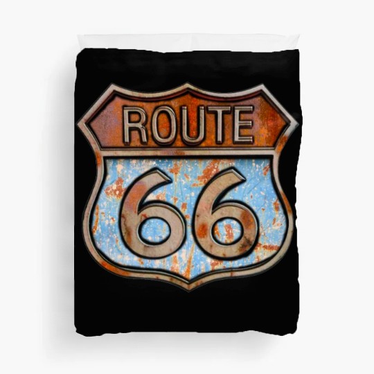Route 66 vintage sign - Rusty metal sign 3 Duvet Covers