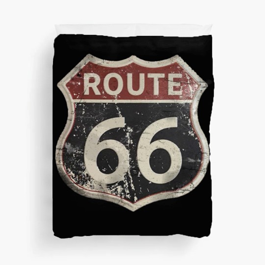 Route 66 vintage sign Duvet Covers