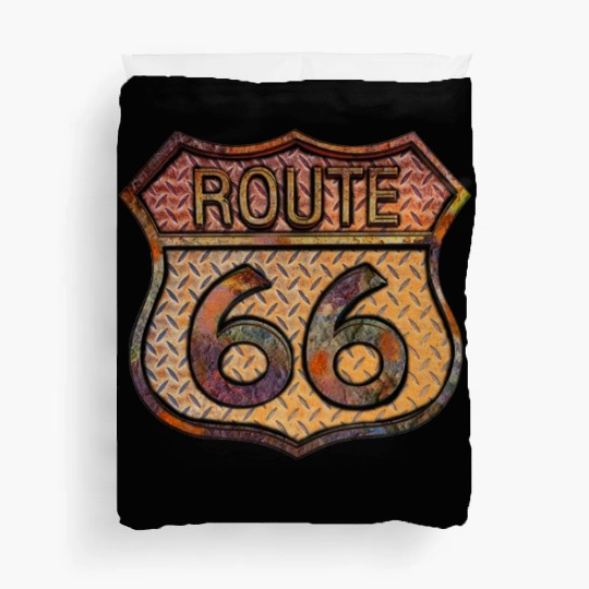 Route 66 vintage sign - Rusty metal 2 Duvet Covers