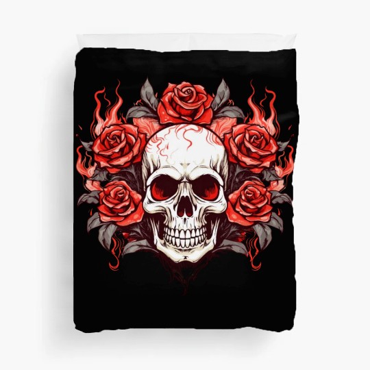 Halloween Roses and Skull Duvet Covers