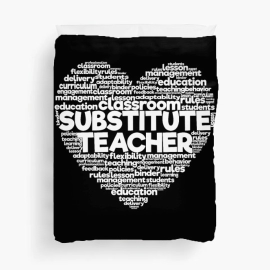 Substitute Teacher Word Cloud Back To School Duvet Covers