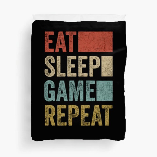 Vintage Retro Gamer Accessory Eat Sleep Game Duvet Covers