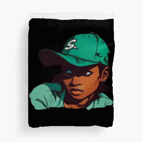 Light Skin Girl in Baseball Hat Duvet Covers