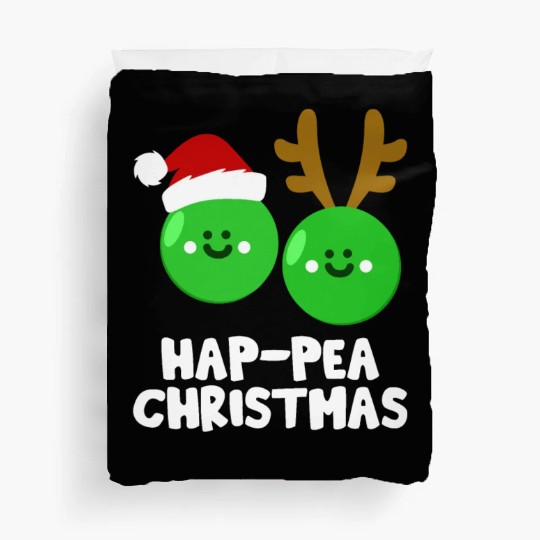 Hap-Pea Christmas Funny Vegetable Vegan Food Pun Duvet Covers